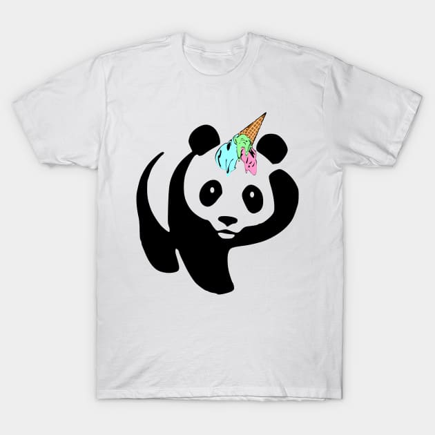 Surprised Panda Ice Cream Unicorn Funny Pandicorn T-Shirt by Xeire